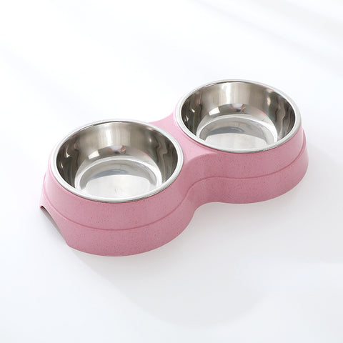 Double Pet Bowls Dog Food Water Feeder