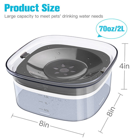 70oz Dog Water Bowl Large Capacity Spill Proof Dog Bowl Transparent 2L Visible Water Level Slow Drinking Bowl For Dogs And Cats Pet Products