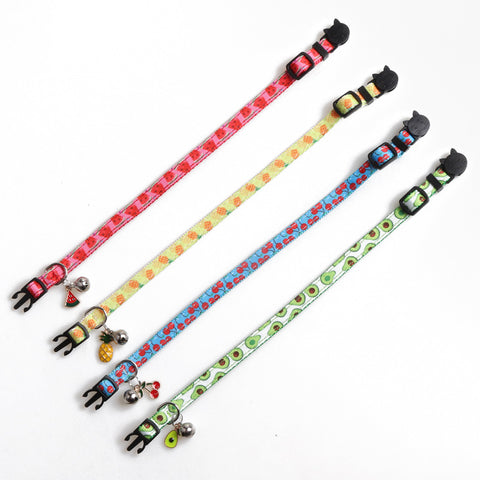 PET Fabric Belt Fruit Cat Collar Accessories Bell