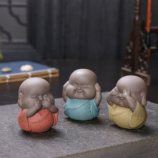 Mini Tea Pets Three No Small Monk Decoration